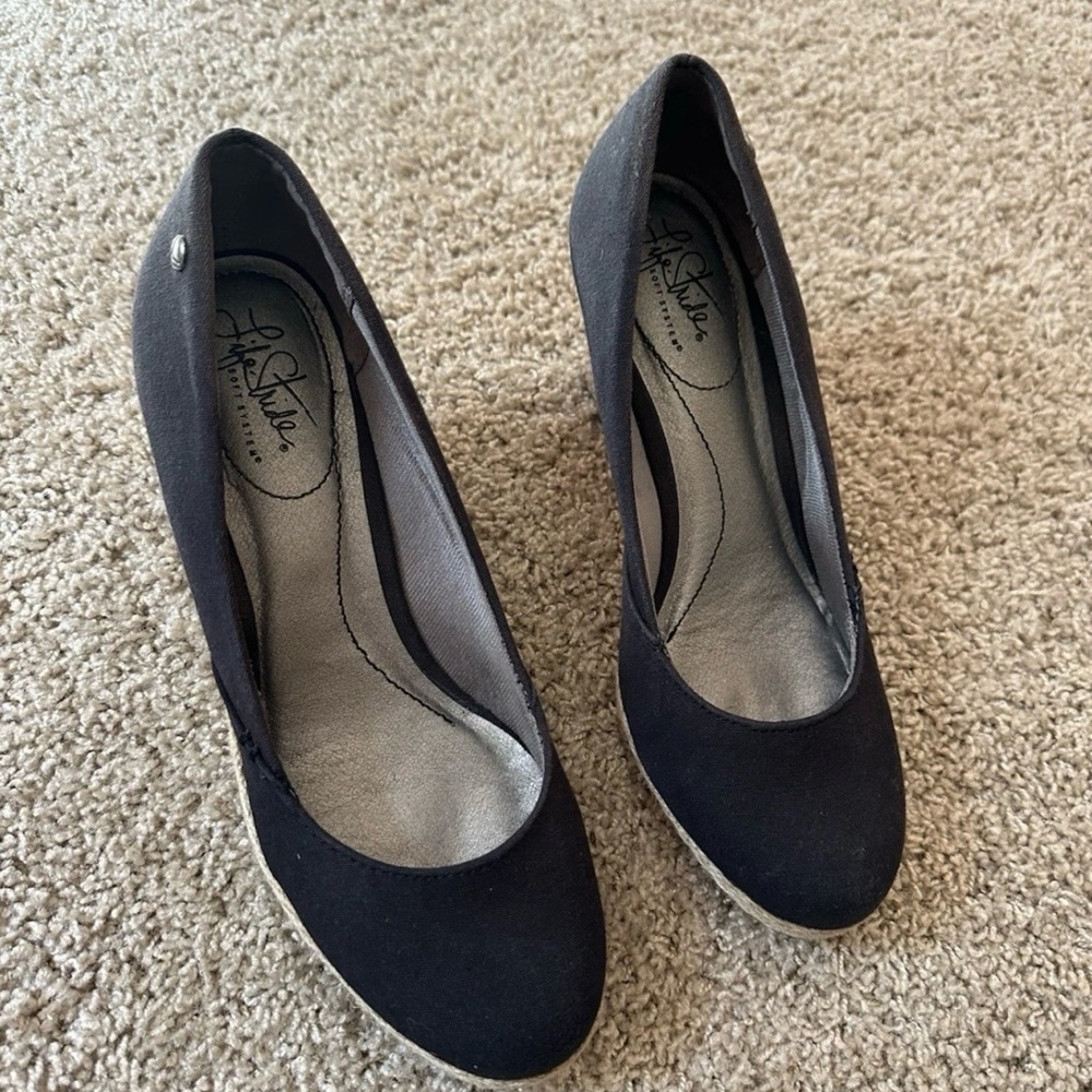 Life Stride Black Heels for Women
